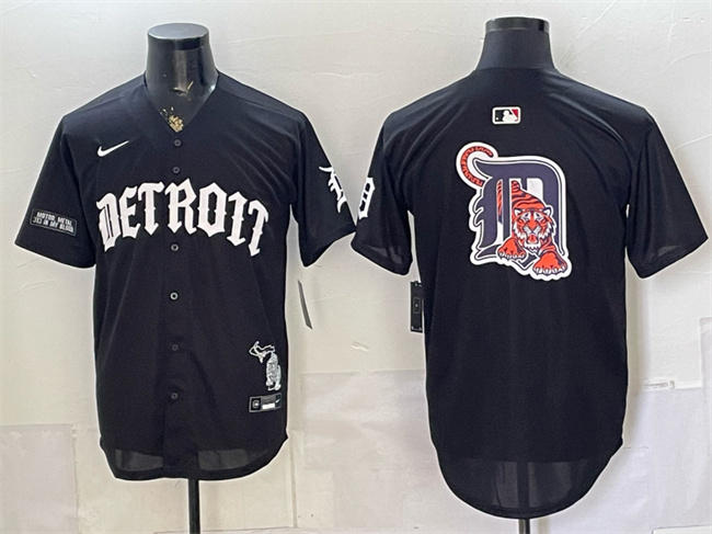 Men's Detroit Tigers Team Big Logo 2026 Black 'Motor Gothic Edition' Vapor Premier Limited Stitched Baseball Jersey Men's Detroit Tigers Team Big Logo 2026 Black 'Motor Gothic Edition' Vapor Premier Limited Stitched Baseball Jersey